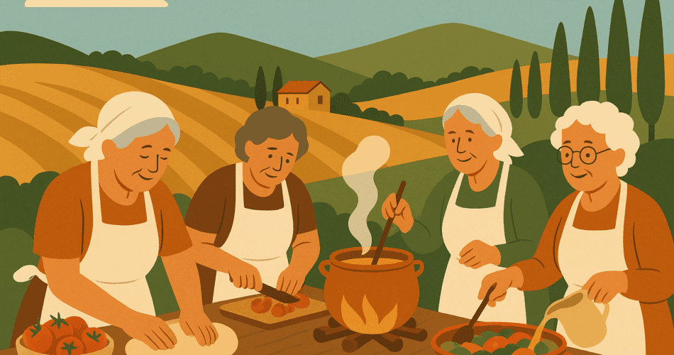grandmothers cooking in tuscany