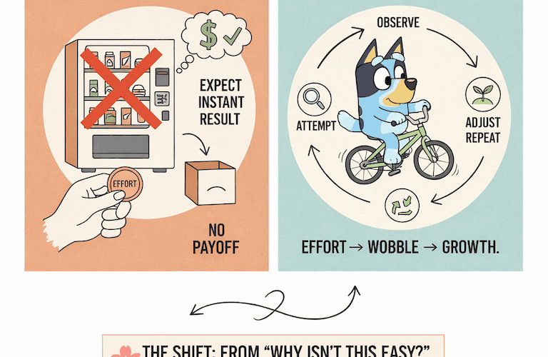 Bluey Bike Mindset vs Vending Machine Mindset Diagram Felicia Zee